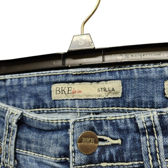 BKE Womens 27x31 Stella Low Rise 99% Cotton Jeans Blue Bootcut Denim Embroidered - Picture 9 of 16